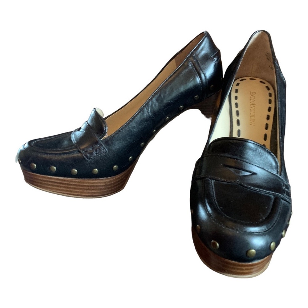 Enzo Angiolini Black Women's Pumps - Size 7.5M - Edgy Metal Studs